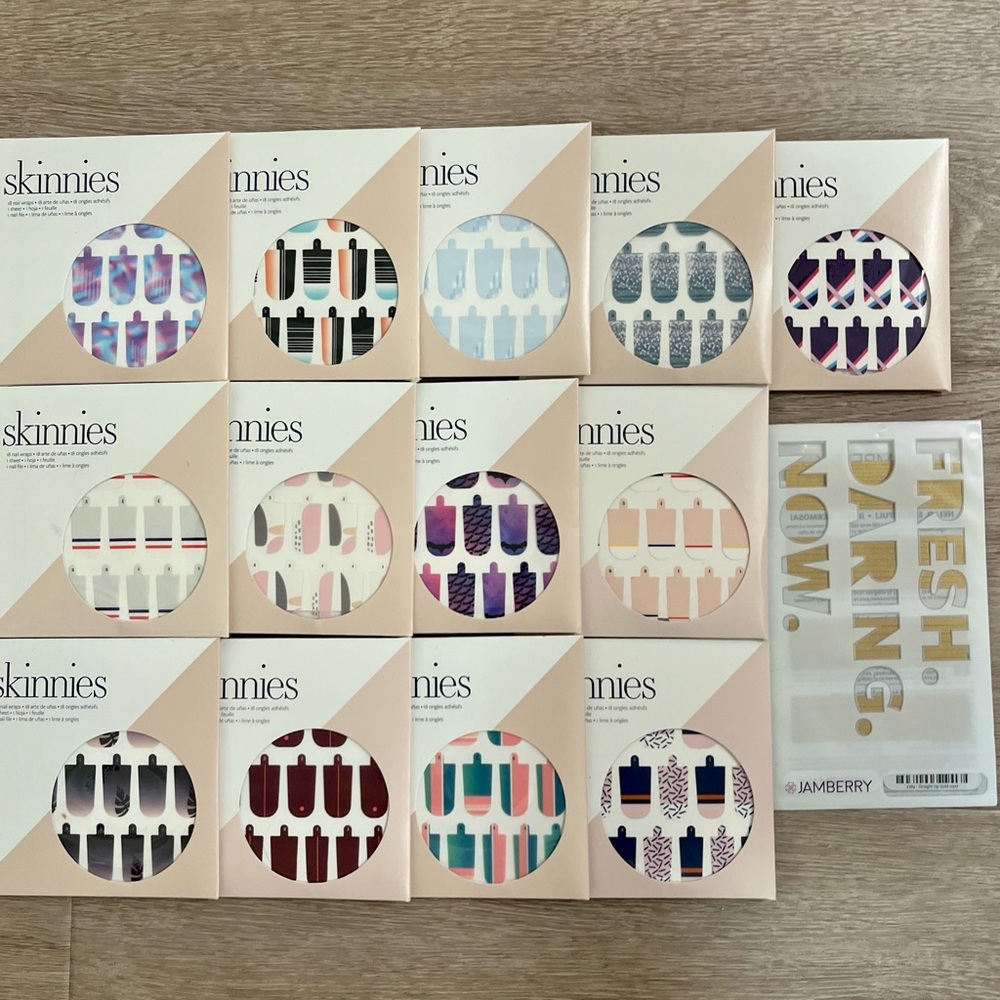 Skinnies Nail Wraps Variety Pack 13 packs plus BONUS BNIP